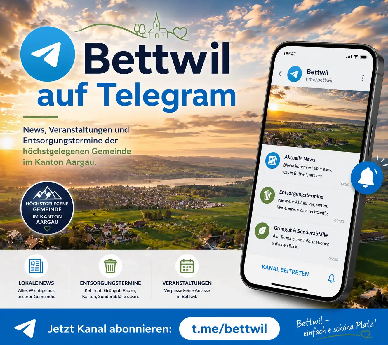 Bettwil im Aargau auf Telegram - Alle News sofort auf Dein Mobile